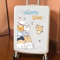 在飛比找ETMall東森購物網優惠-卡通可愛動物招財貓狗狗貼畫行李箱旅行箱貼紙大整張墻壁裝飾貼畫