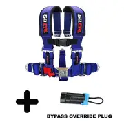 Blue 2in 5 point Harness and Bypass Plug for Polaris RZR 900 S Ranger Pro XP Ace