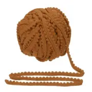 25 Yards Pom Pom Trim Ribbon, 0.5" Wide Light Coffee Ball Fringe Trim