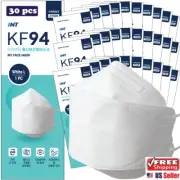 【 30 Pack 】 INT KF94 Certified White Face Mask,4-Layered,3D Ergonomic Mask
