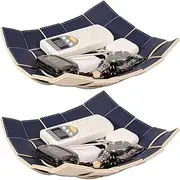 [ZFLYCANP] 2 Pcs Valet Tray PU Leather Square Weave Nightstand Organizer Tray Waterproof Key Tray Decorative Catchall Tray for Man Key Bowl Reversible Valet Tray Organizer