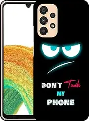 [GlamCase] for Samsung Galaxy A23 5G / 4G, Galaxy A23 5G / 4G Case - Don'T Touch My Phone Teal Eyes Printed Slim & Sleek Cute Hard Plastic Designer Back Phone Case/Cover for Samsung A23 5G / 4G