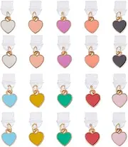 DICOSMETIC Dust Plug Charms Heart Type C Charging Port Charm Mobile Phone Pendant Plug Cover Plastic Dust Plug with Alloy Enamel Charms USB Connection Protective Cap Pack of 20 10 Colours