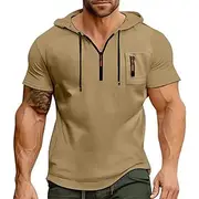 Men's Hoodie Quarter Zip Sweatshirt Black Navy Blue Blue Khaki Light Grey Hooded Plain Quarter Zip Sports Outdoor Daily Holiday Polyester Streetwear Basic Cas