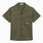 Short-sleeved Dark Green Cotton Shirt