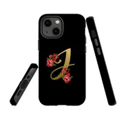 For Apple iPhone 13 mini Case, Armour Back Cover, Embellished Letter J