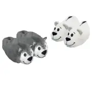 Flipazoo Toddler Boys Reverisble Animal Slippers Husky & Polar Bear
