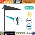 Half-Round Garden Parasol With Air Vent Canopy Crank Outdoor Umbrella Shade