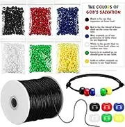 Tondiamo 1200 Pcs Plan of Salvation Bracelet Bead Bulk for Salvation Teaching Kit Christian Bible with 175 Yards Wax Cord and 200 Plan of Salvation Cards