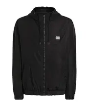 Dolce Gabbana Logo Tag Hooded Jacket IT48 black