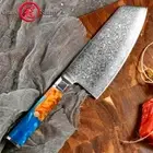 Cleaver Knife Kitchen Chef Slicing Meat Chop 67 Layers Damascus Steel Wood Resin