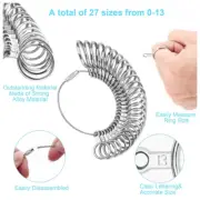 Ring Sizer Measuring Tool Aluminum Ring Mandrel 27 Pcs Premium Metal Ring Measur
