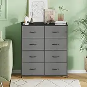 Ufurniture Chest of 8 Drawers Lowboy Clothes Storage Cabinet Organizer Fabric Tower Dresser Clothes Toys Storage Unit for Bedroom,Living Room,Office,Hallway,Entryway Gray