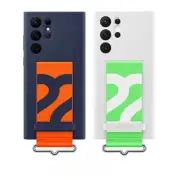 For Official Original Samsung Galaxy S22 Ultra S22+ Silicone Case Cover + Strap