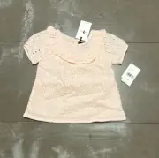 7 For All Mankind Peach Eyelet Ruffle Neck Top Girls Infant 24 Month