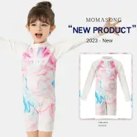 在飛比找蝦皮商城精選優惠-Momasong 女童粉彩泳衣 2-10歲女孩連身長袖游泳衣