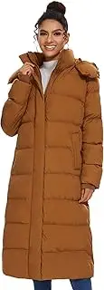 [Royal Matrix] Women's Long Quilted Puffer Coat, Winter Warm Maxi Puffer Jacket with Detachable Hood