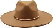 [Hcclijo] 56-59CM Women Big Edge Wool Fedora Hat Winter Lady Floppy Cloche Jazz Caps