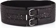 [HieoAnir] Womens OBI Belt Vintage Leather + Genuine Leather Elastic Waist Belt Fashion Wide Belts