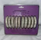 Menagerie Ornate Drapery Rings 1 3/8" Fluer Set of 10 Rings Aged White NEW