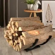 Curved Firewood Rack: Heavy Duty Outdoor Fireplace Wood Log Storage Rack - Bl...