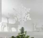 Bethlehem Lights 13" Metallic Snowflake Tree Topper - White h266084