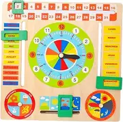 BESPORTBLE Date Educational Toy Wooden Clock Safe for Boys and Girls Learn to Read Interactive Family Fun