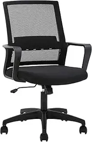 [FDW] (Factory Direct Wholesale) VNO-735-Black1 Office Chair, Black, Ergonomic Design, Lumbar Support, Armrest, Rolling Swivel, Adjustable, Mid Back Mesh, 22.8 x 23.2 x 39.0 inches (57.8 x 58.5 x 99