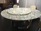 42" Elegant White Agate Corner Side Coffee table Top Bedroom & Home Furniture De