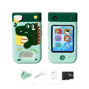 Kids Touchscreen Smart Phone Toy 180 Degrees Rotating Dual Camera Learning Play Toy-Green