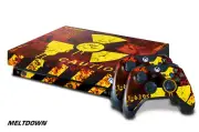 Xbox One X Console Skin with 2 Controller Decals MELTDOWN nuke toxic waste red