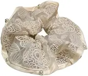 Large Intestine Hair Ring for Women - Ballet Ribbon Bow Pearl Headband Hair Accessories(White)
