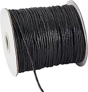 PH PandaHall 2mm Black Waxed Cord for Jewelry Making, 100 Yards Waxed Cotton Cord Thread Beading Cord String for Bracelet Necklace Waist Chain Anklet Macrame Supplies
