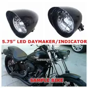5.75 gloss black LED indicator daymaker headlight Harley SPRINGER FLSTS Heritage