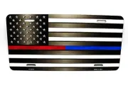 THIN BLUE THIN RED LINE AMERICAN TACTICAL FLAG METAL NOVELTY CAR LICENSE PLATE