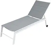 Gardeon Sun Lounger Chaise Lounge Wheels Patio Furniture Outdoor Setting White