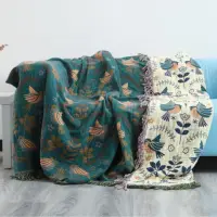 在飛比找momo購物網優惠-【Jun Jun】四層棉紗流蘇雙面多功能蓋毯 床罩 沙發巾 