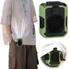 Waist Clip Fan Power Bank Flashlight Body Fan Hanging Neck Fan (Green)