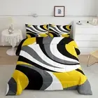Feelyou Yellow Grey White Geometric Comforter Set for Kids Boys Girls Geometr...