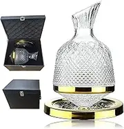 Spinning Wine Decanter, Luxurious Red Wine Decanter with Gift Box, Crystal Decanter, Manual Rotation 360°Rotating Crystal Rotating Decanter for Wedding Gift Birthday helovers'day Christmas Day