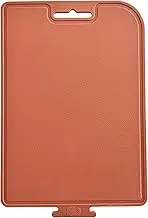 cozymomdeco Korean Made Thick Silicone Double-Sided Usable Cutting Board 14.3" x 5.7" Foldable Design Drip Groove Grip Handle Dishwasher Safe 1PCS (Orange)