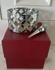 NWT Talbots elegant silver metal & Sequin wine caddy & ball stopper in gift box