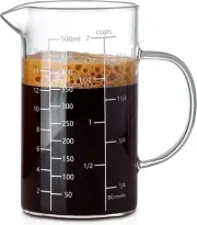 500ML 2 CUP Glass Measuring Cup with Handle, High Borosilicate Glass Three Scale