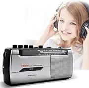 Portable Cassette Player, Radio Player and Recorder with AM/FM Radio Analogue Tuning, 3.5Mm Headphone Socket, Built-in Microphone