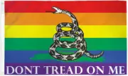 Rainbow Gadsden Flag 3x5ft Don't Tread on Me Rainbow Flag LGBTQIA 100D
