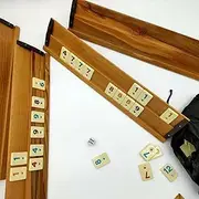 Okey Board Game Set | Turkish Classic Rummy 101 | Premium Wooden Okey Set for Adults & Kids | Includes 4 Racks, 104 Tiles & Dice | Durable Family Game Night Essential