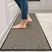 KIMODE Washable Kitchen Rugs, Non Slip Farmhouse Kitchen Runner Rug 20"X47", Absorbent Black Kitchen Mats for Floor, Woven Kitchen Floor Mat for Front of Sink, Entryway, Hallway, Laundry Room