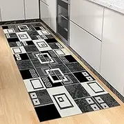 Hallway Carpet Runner Geometric Black White Gray Narrow Runners Rugs for Kitchen Hall Entryway Aisle Corridor 100cm 1.5m 2m 250cm 300cm 600cm Floor Non-Slip Mats(2ft×14.8ft/60×450cm)