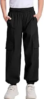 COZYPOIN Boys Cargo Joggers Pants Elastic Waist Lightweight Quick Dry Water Resistant Hiking Running Pants for Kids 5-14Y