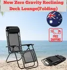 Zero Gravity Reclining Deck Lounge Sun Beach Chair Outdoor Folding Camping-Black